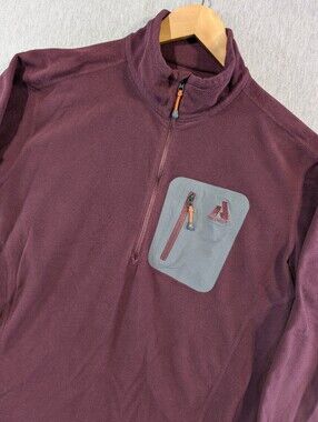 Eddie Bauer First Ascent Fleece Pullover Men's Large Maroon 1/4 Zip Outdoor